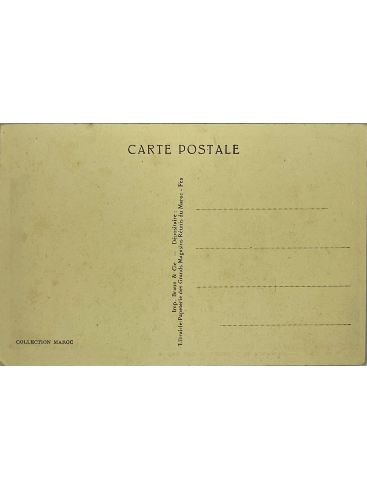Verso de la carte postale