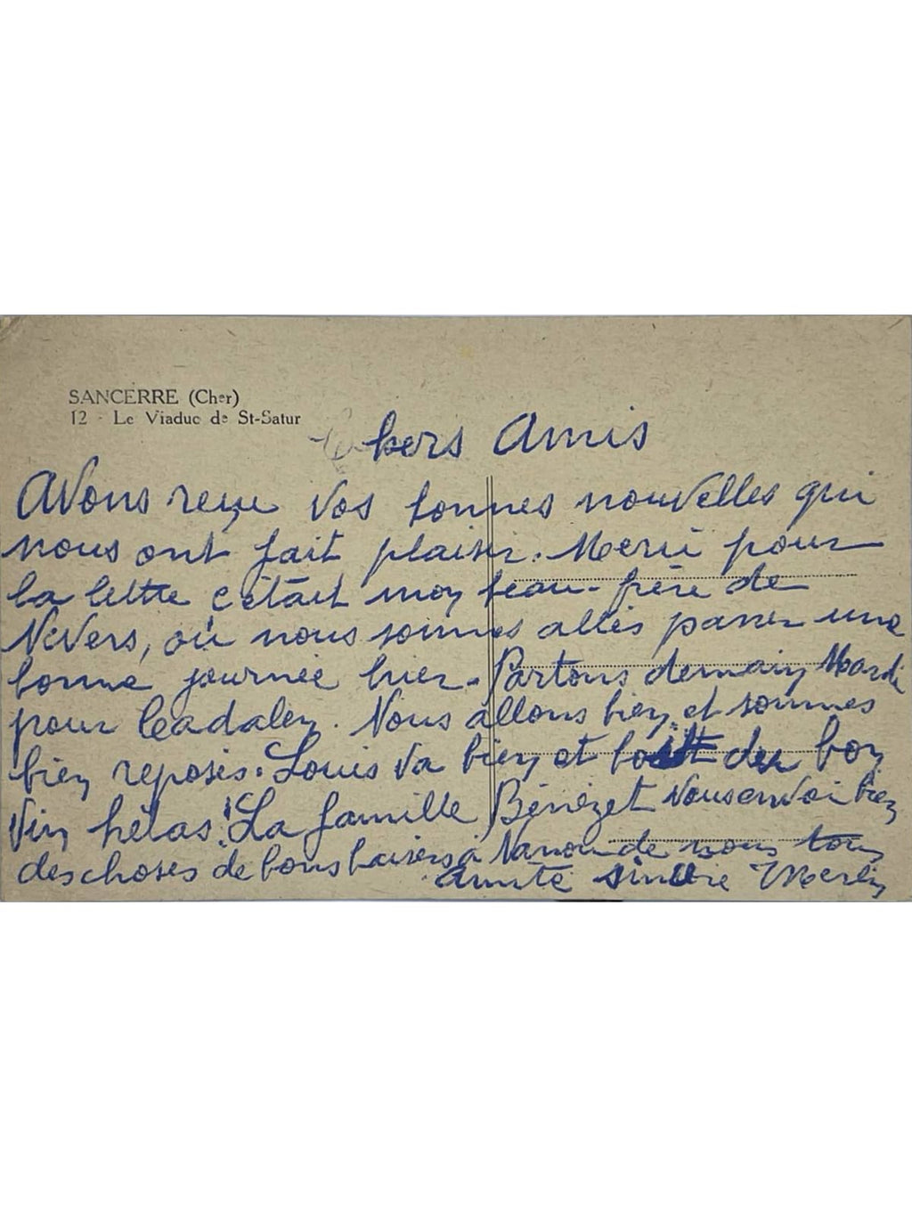 Verso de la carte postale