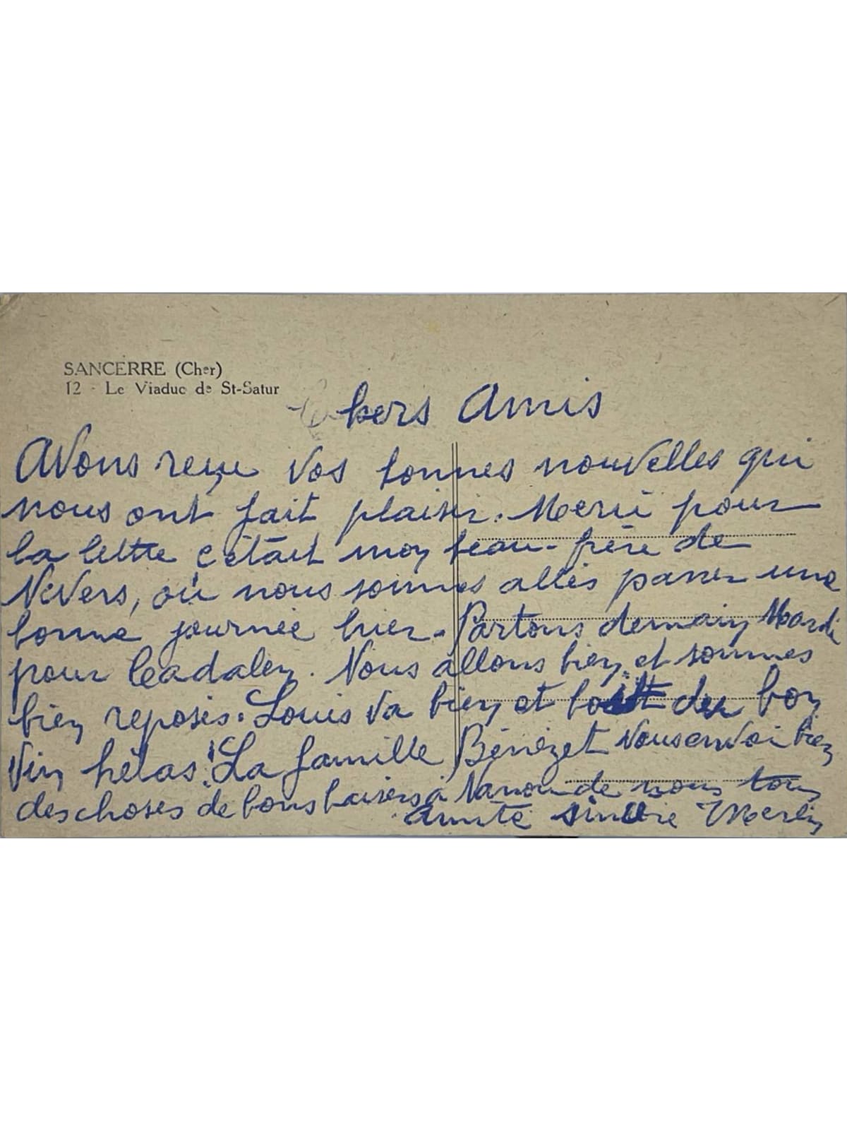 Verso de la carte postale