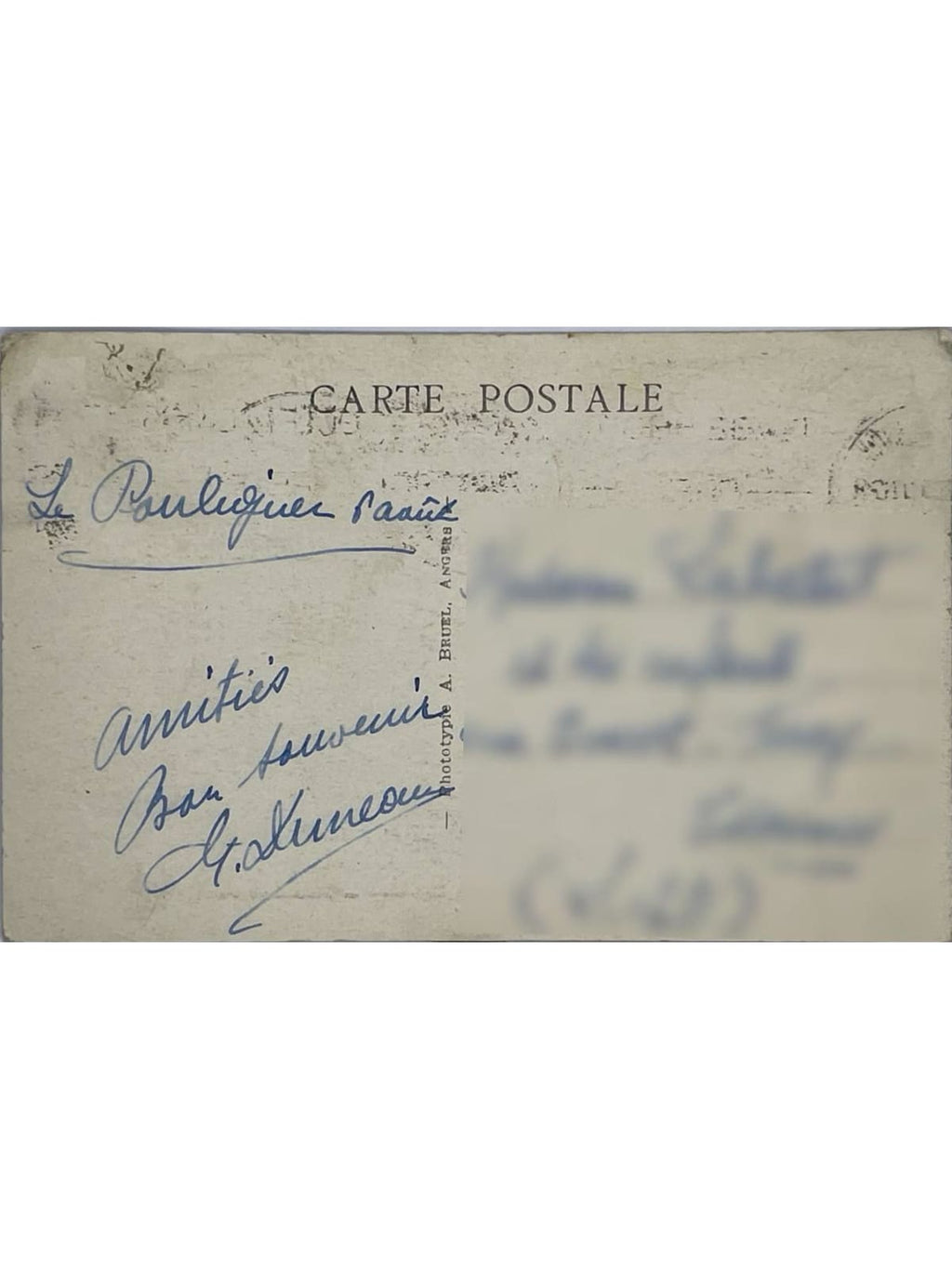 Verso de la carte postale