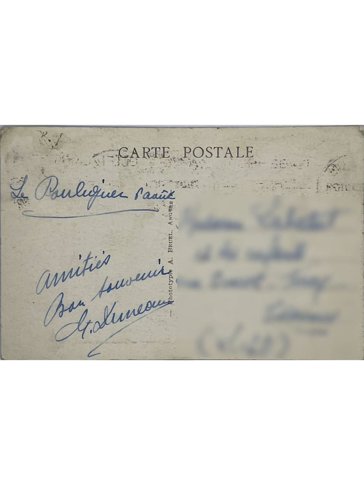 Verso de la carte postale