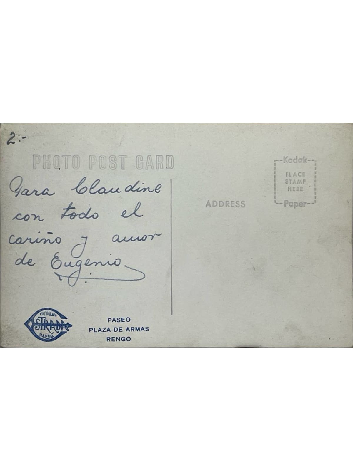 Verso de la carte postale