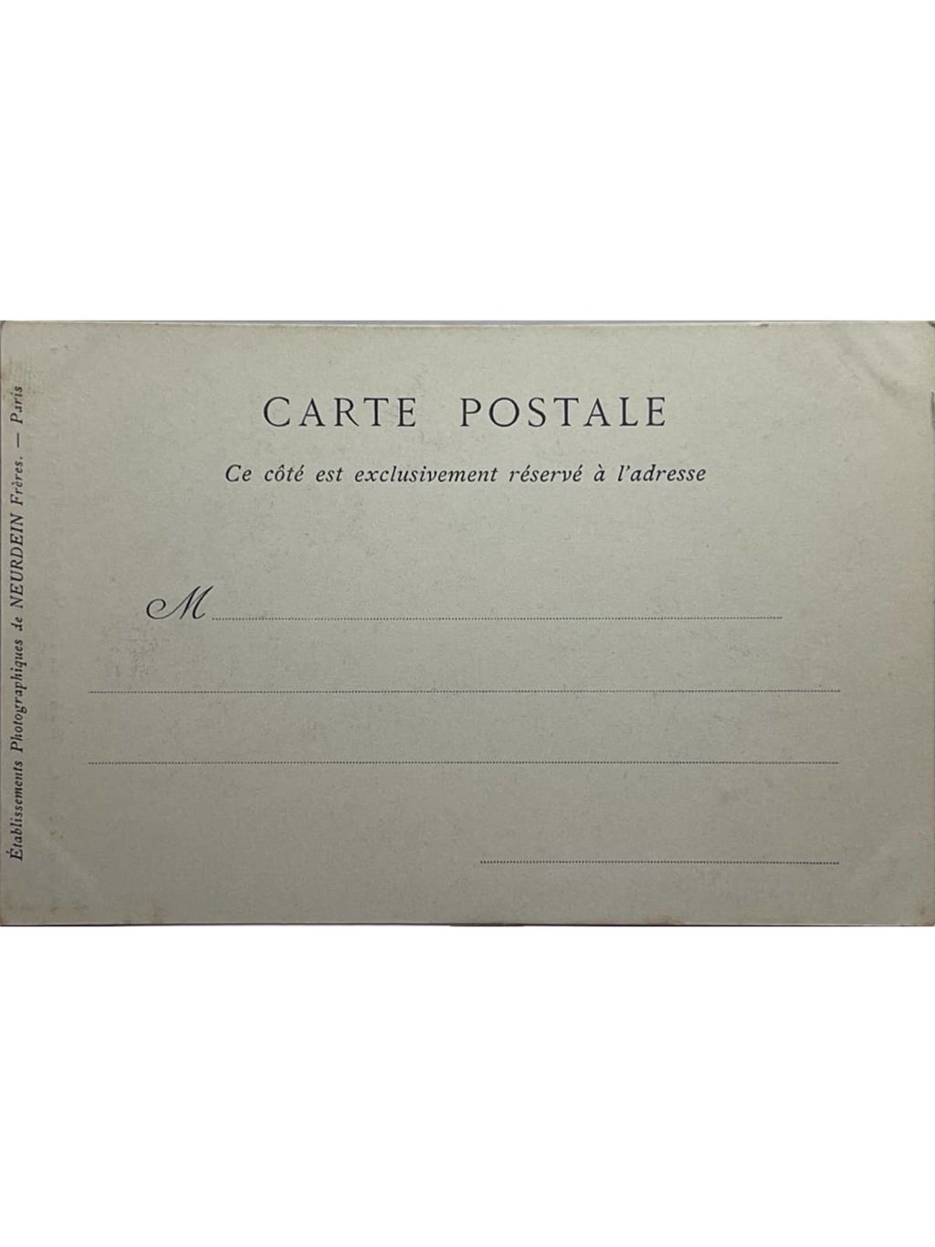 Verso de la carte postale