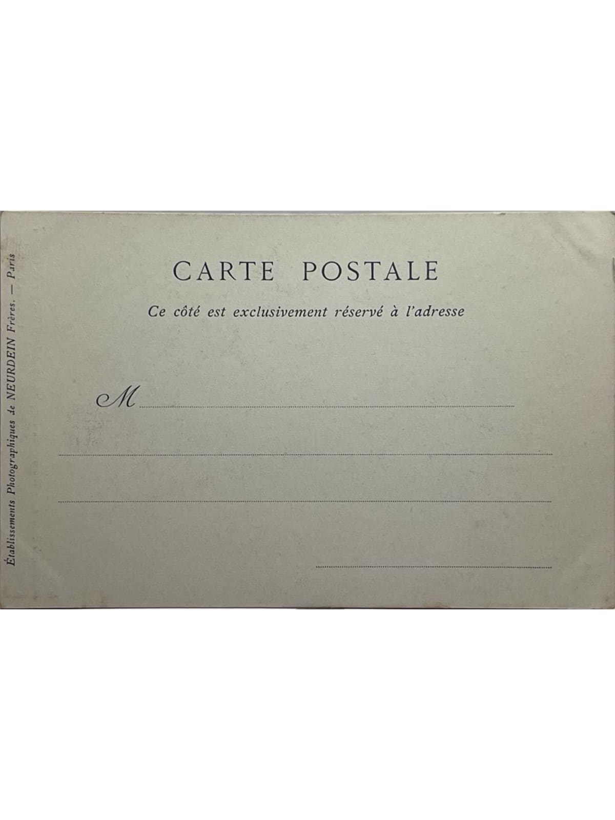 Verso de la carte postale