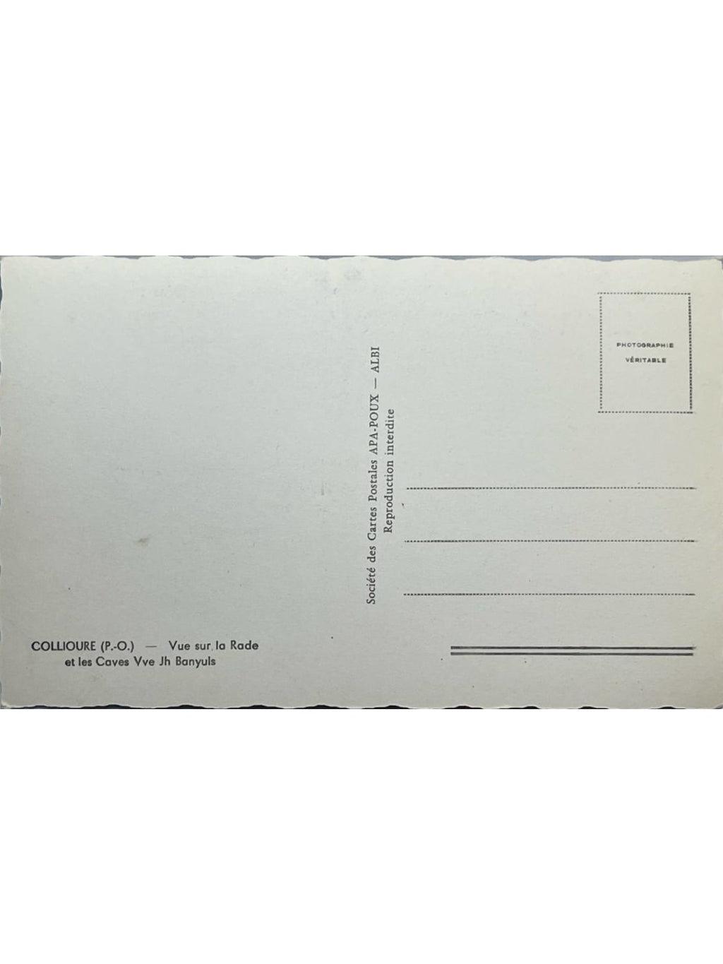 Verso de la carte postale
