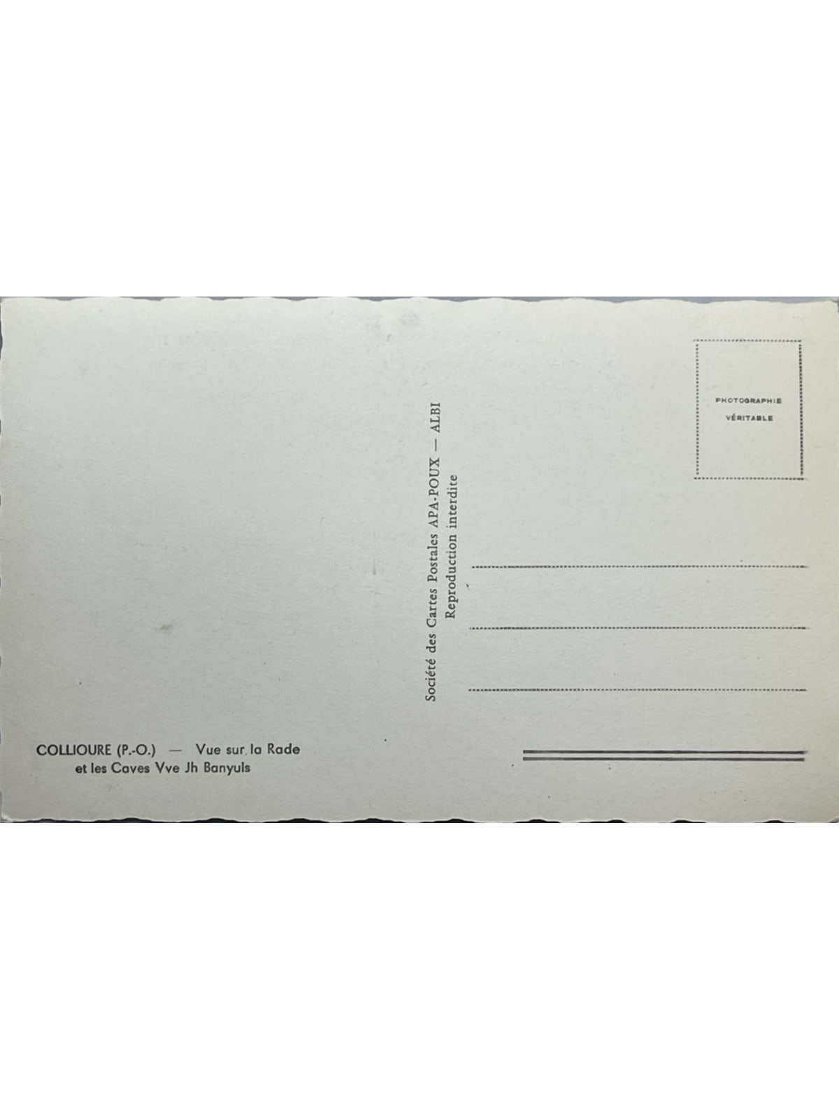 Verso de la carte postale