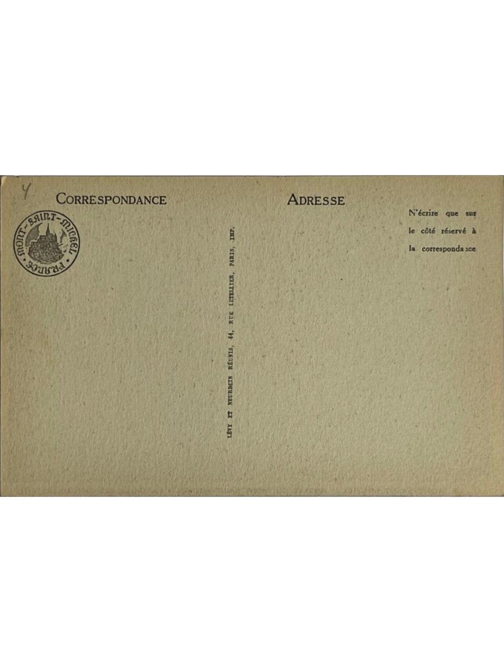 Verso de la carte postale