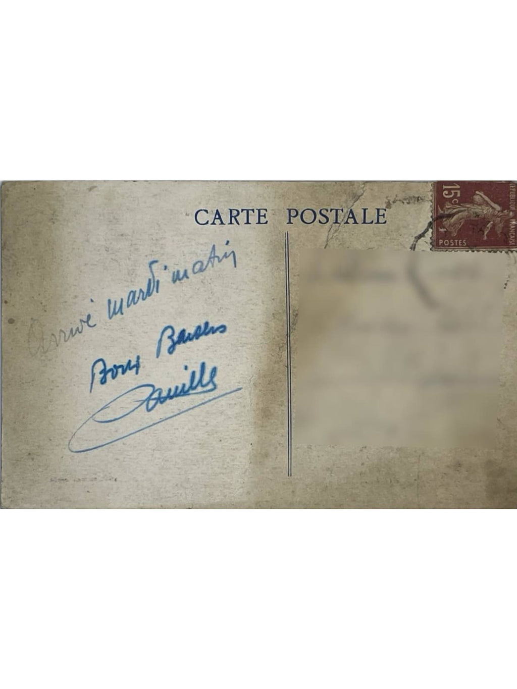Verso de la carte postale