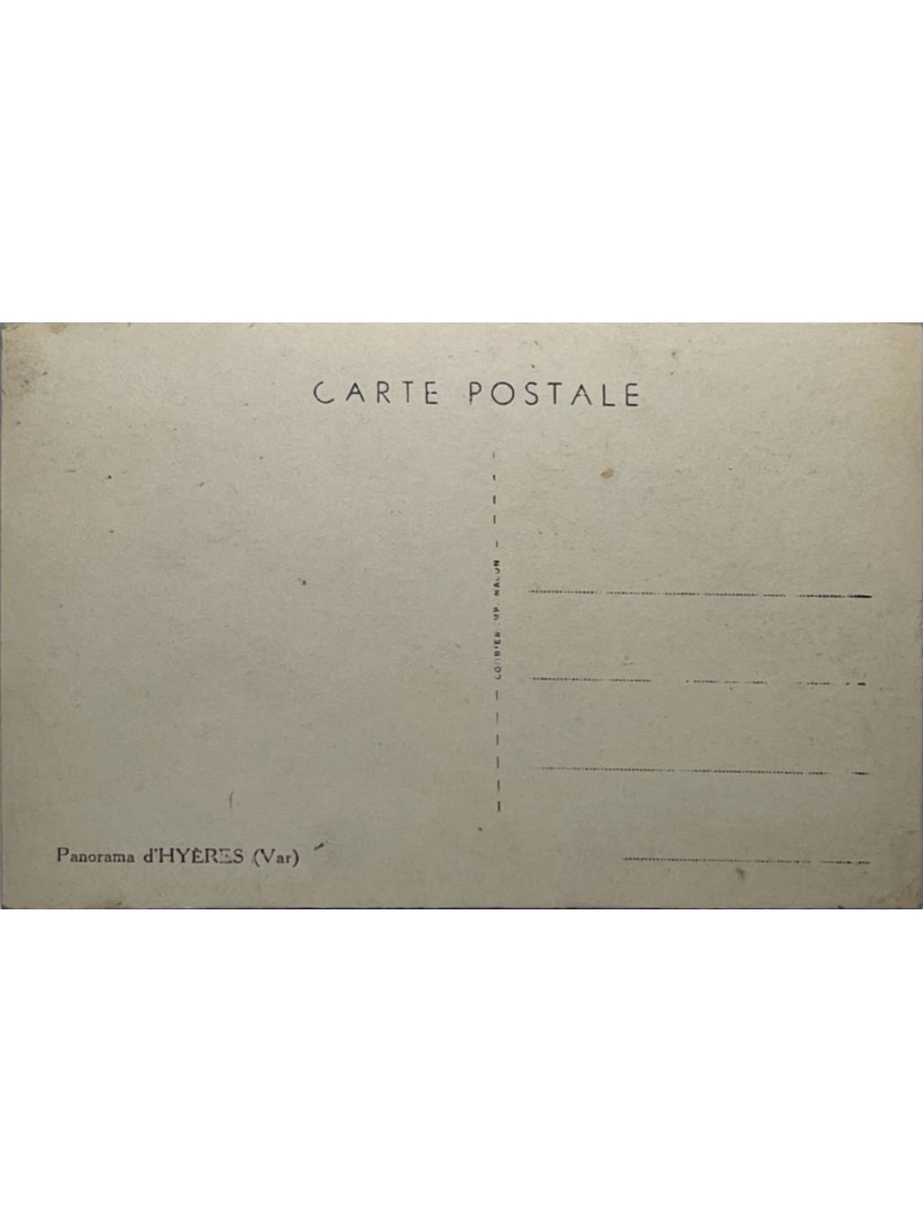 Verso de la carte postale