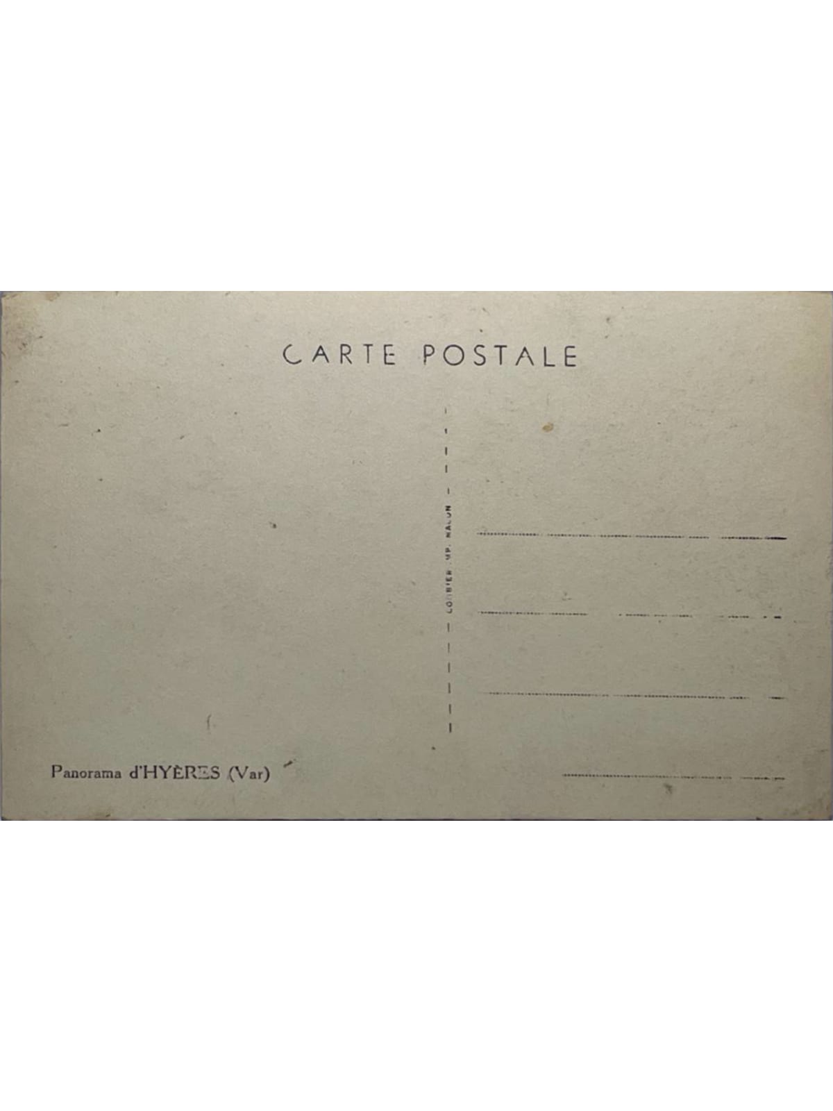 Verso de la carte postale