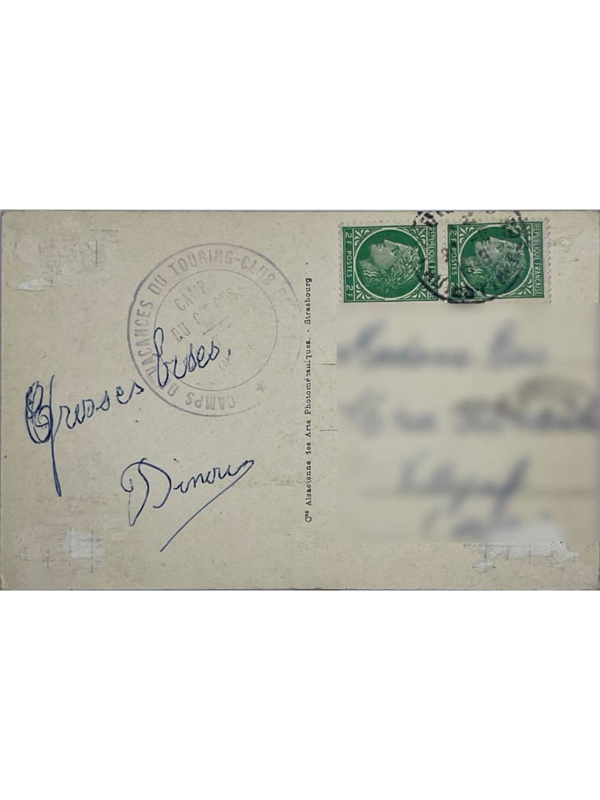 Verso de la carte postale