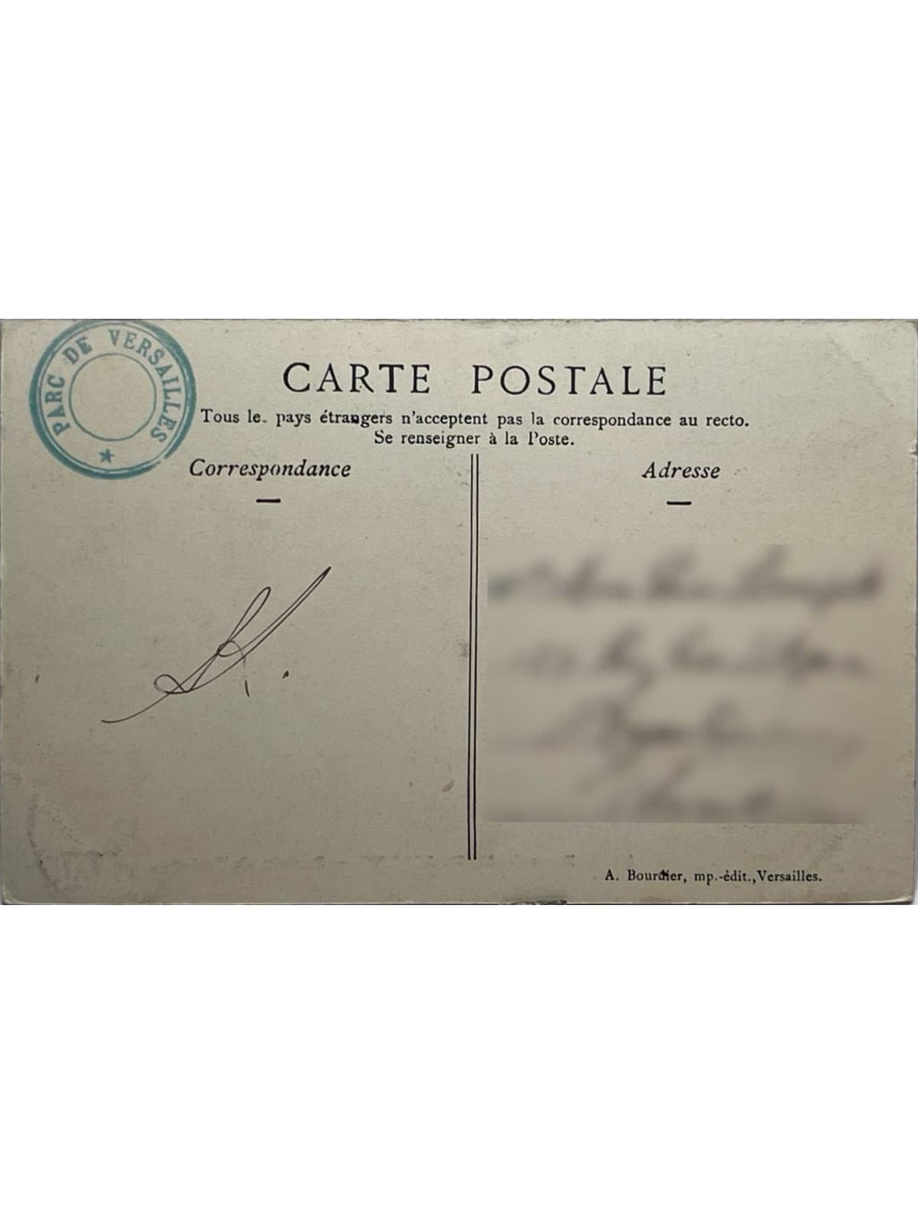 Verso de la carte postale