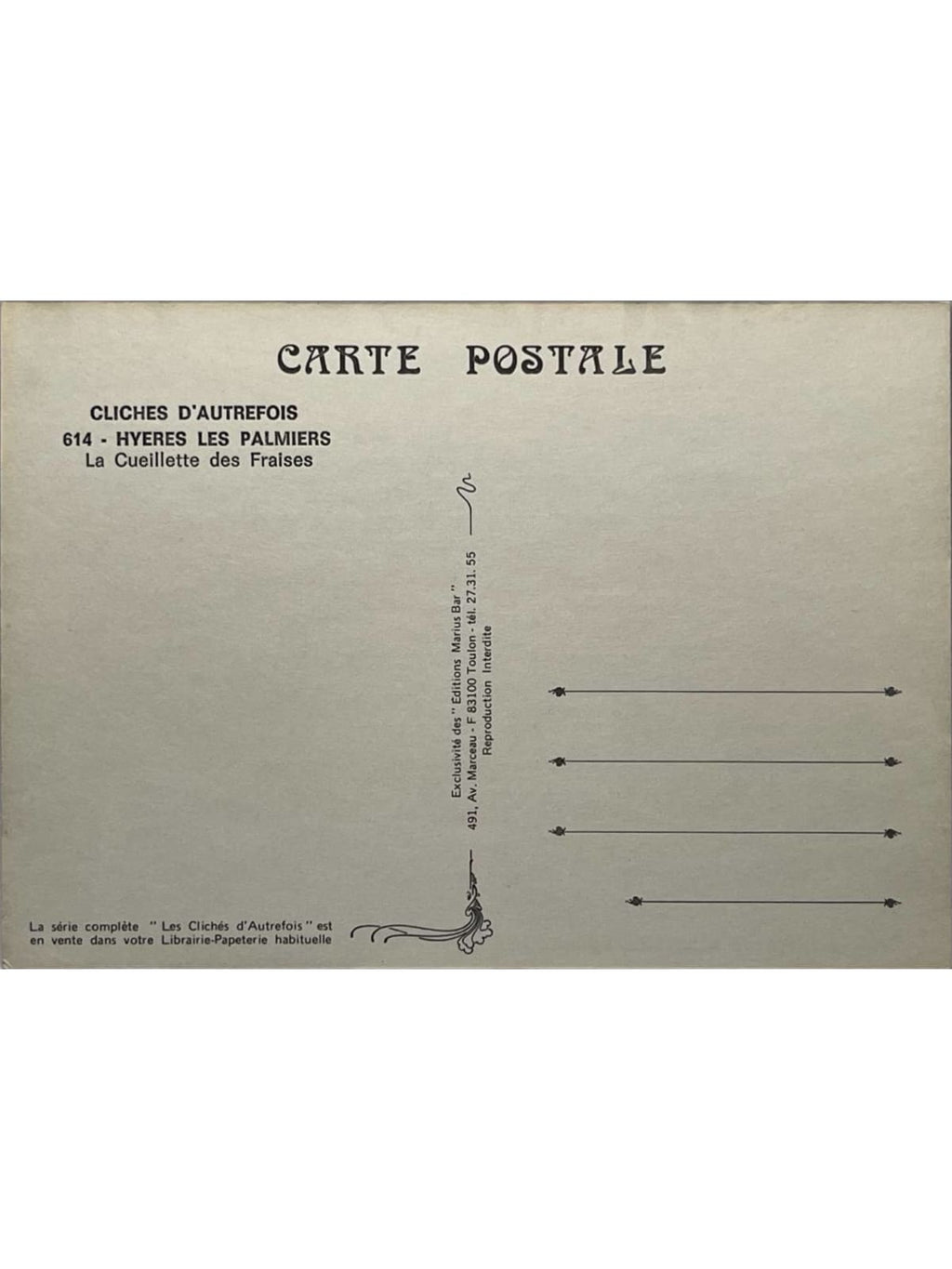 Verso de la carte postale