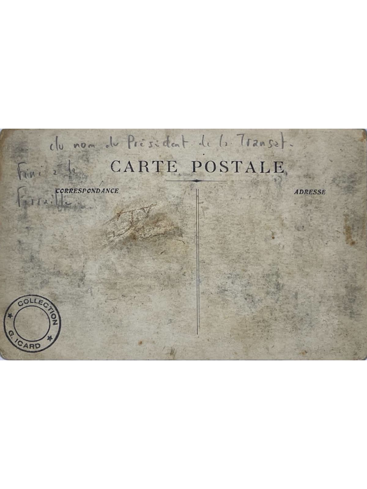 Verso de la carte postale