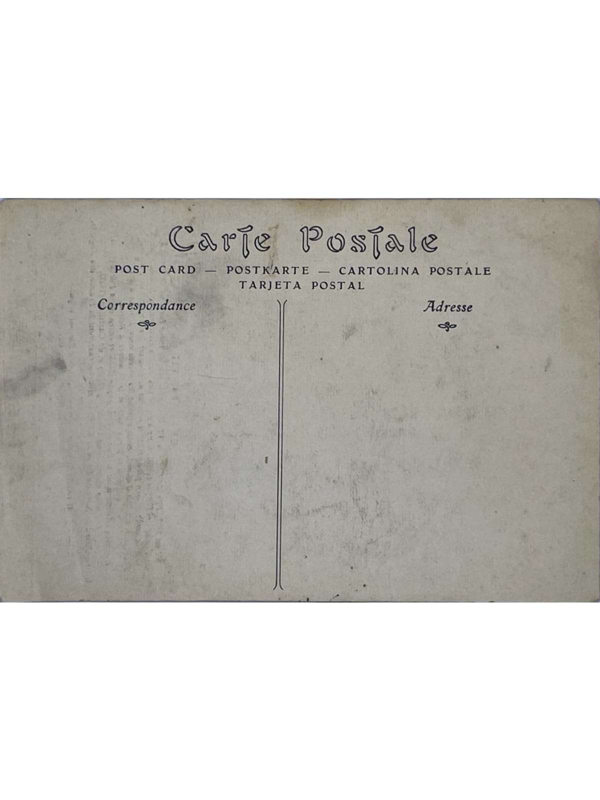 Verso de la carte postale