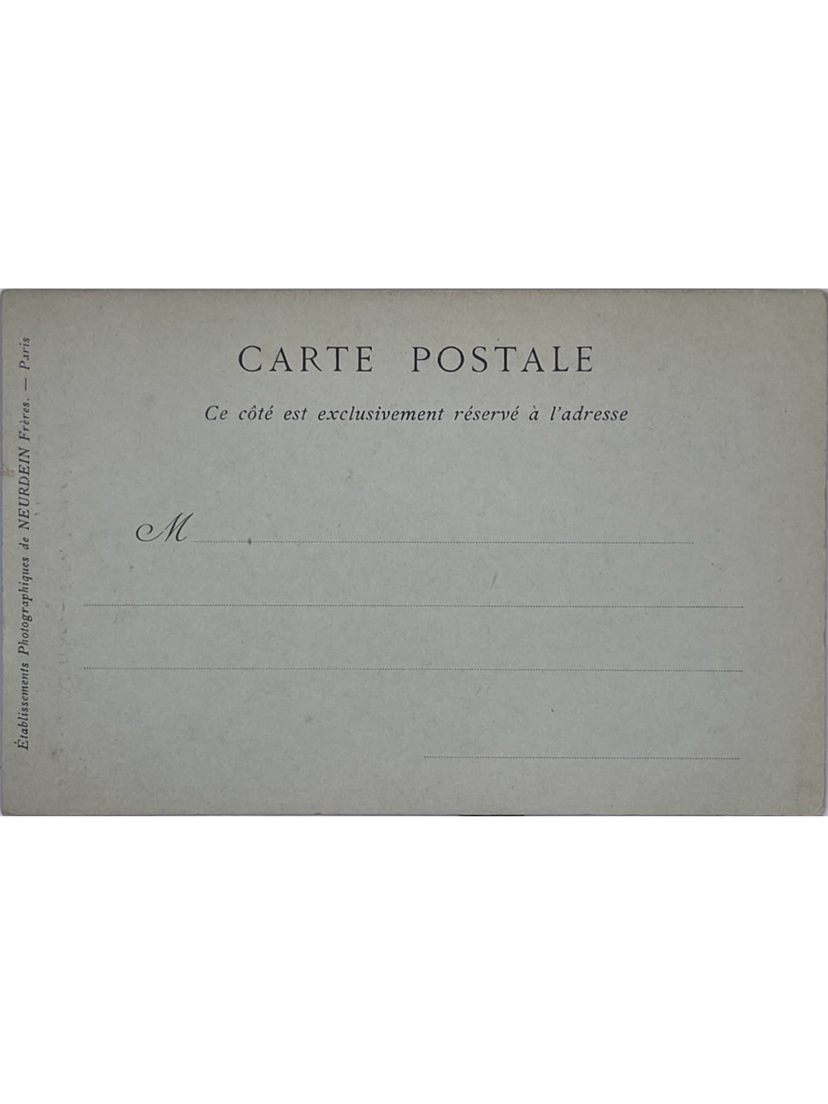 Verso de la carte postale