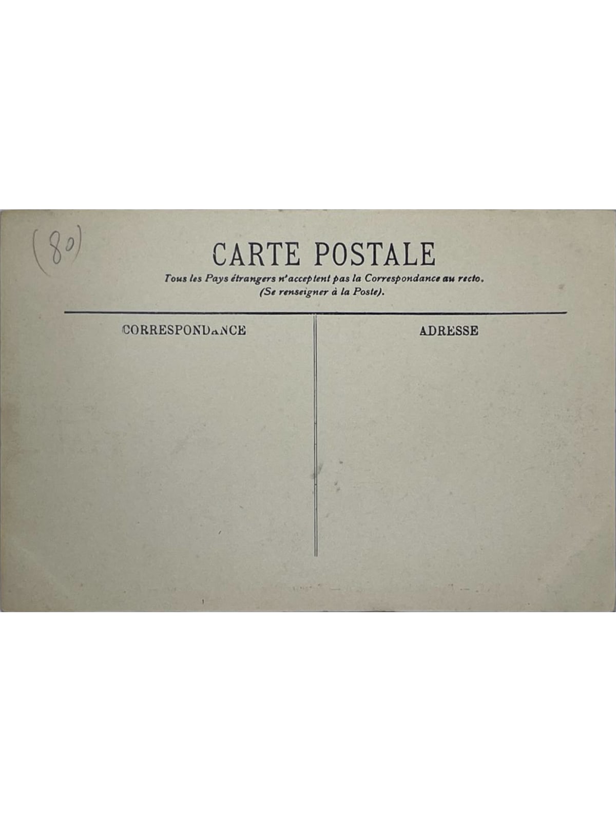 Verso de la carte postale