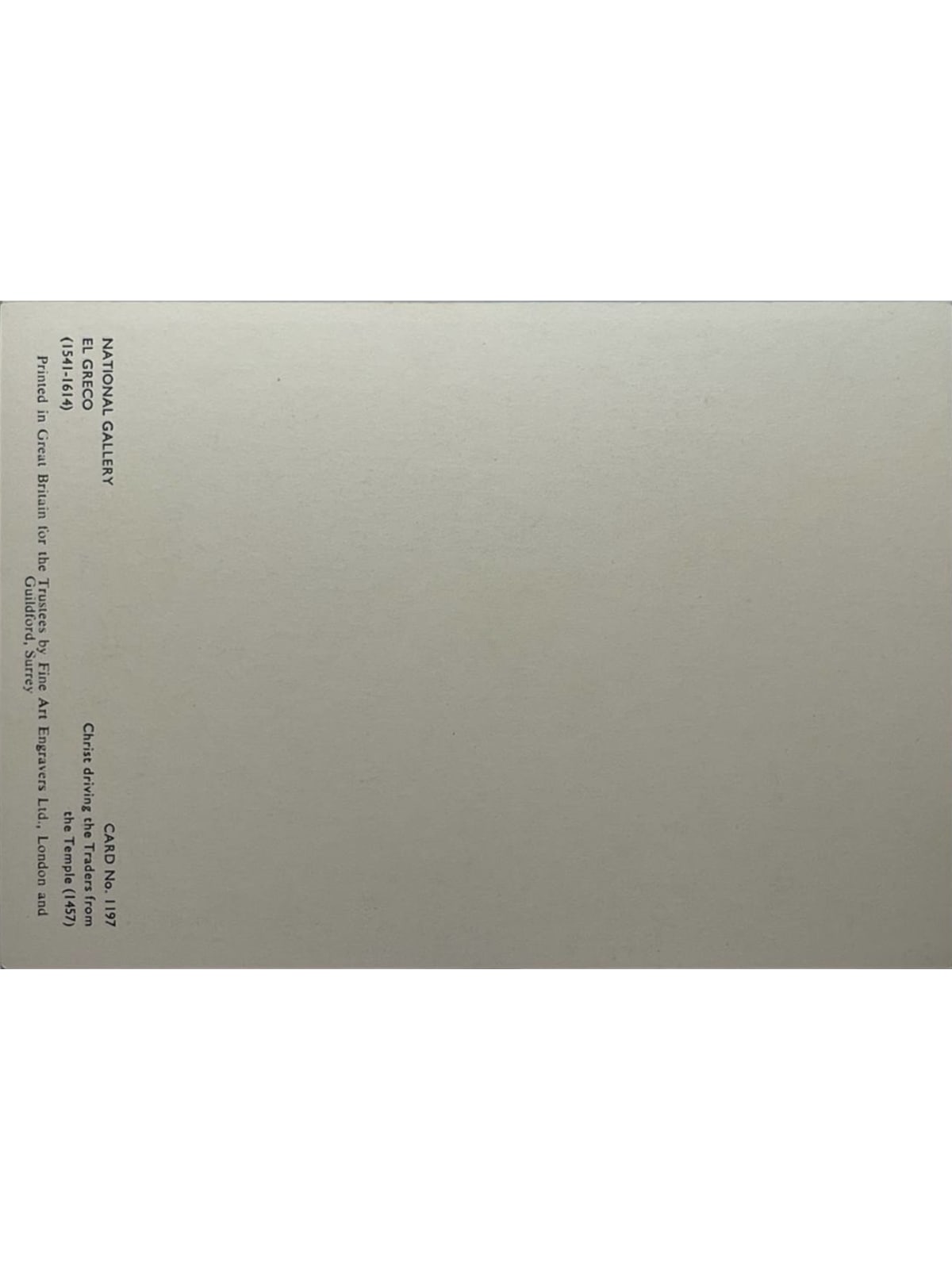 Verso de la carte postale