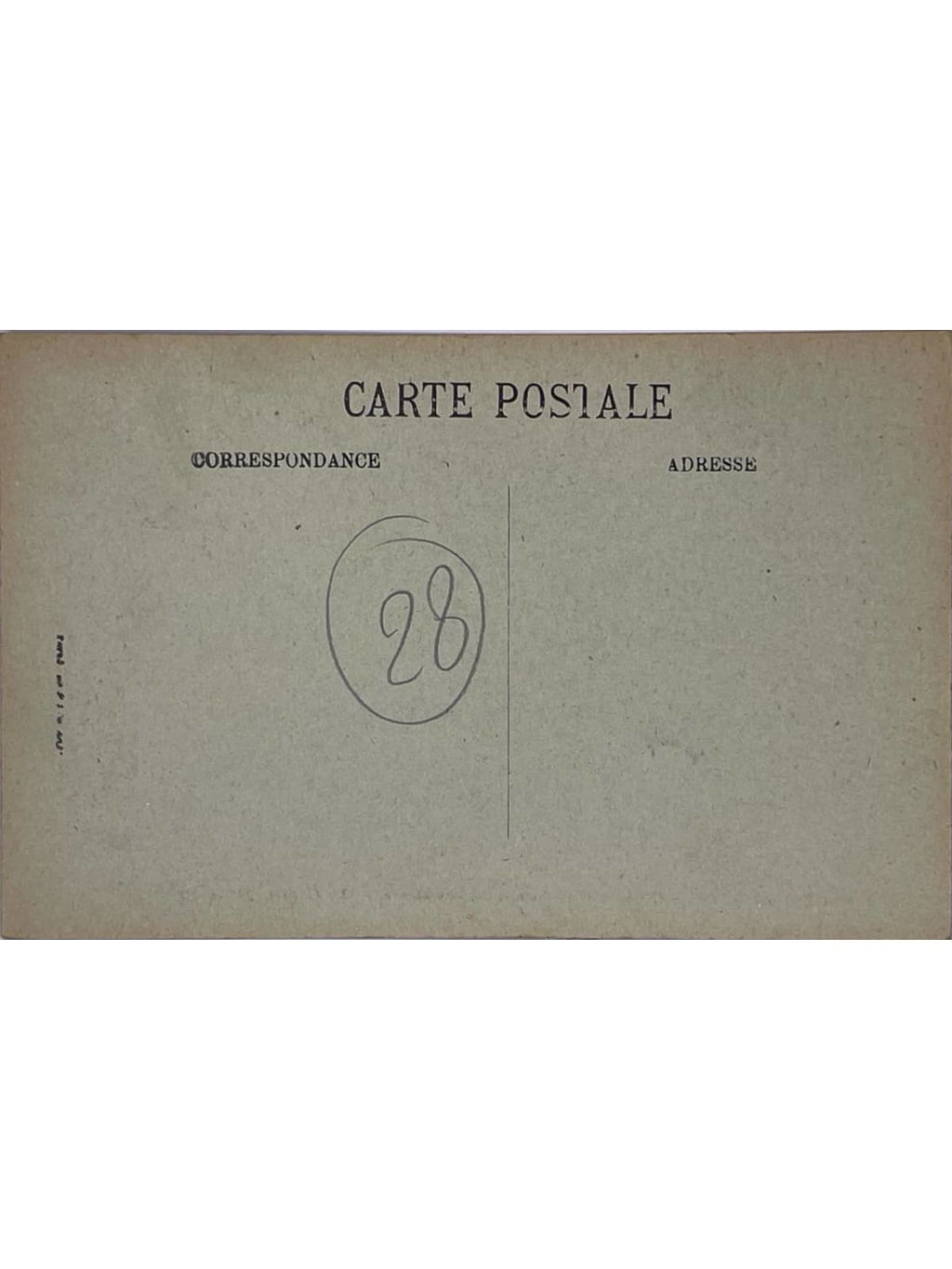 Verso de la carte postale