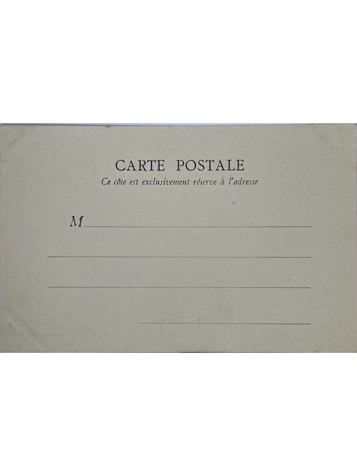 Verso de la carte postale