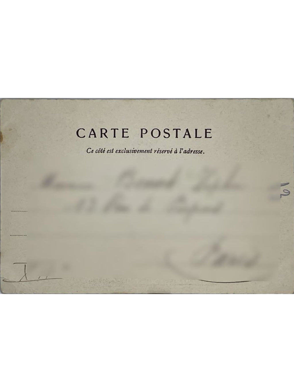 Verso de la carte postale