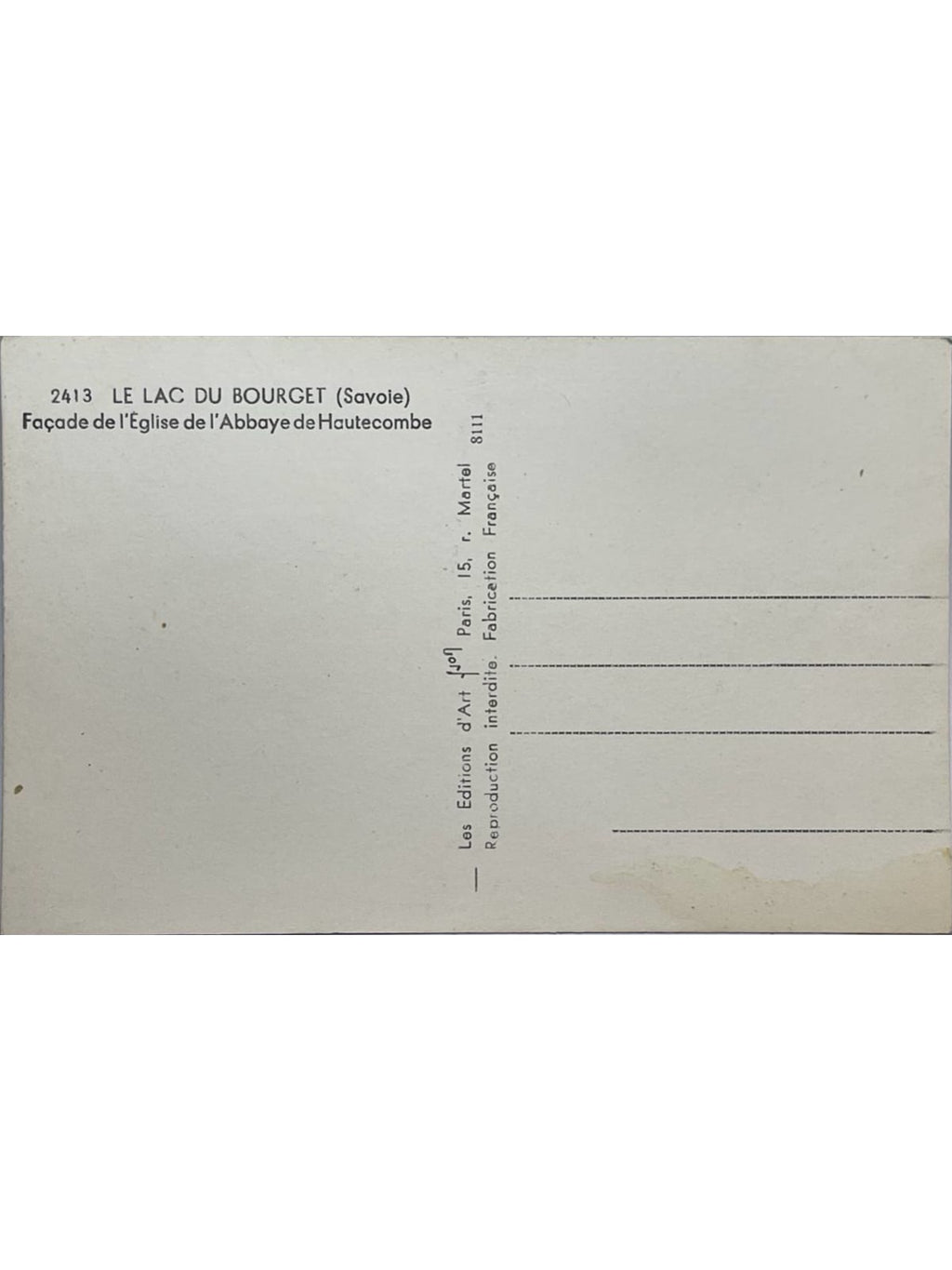 Verso de la carte postale