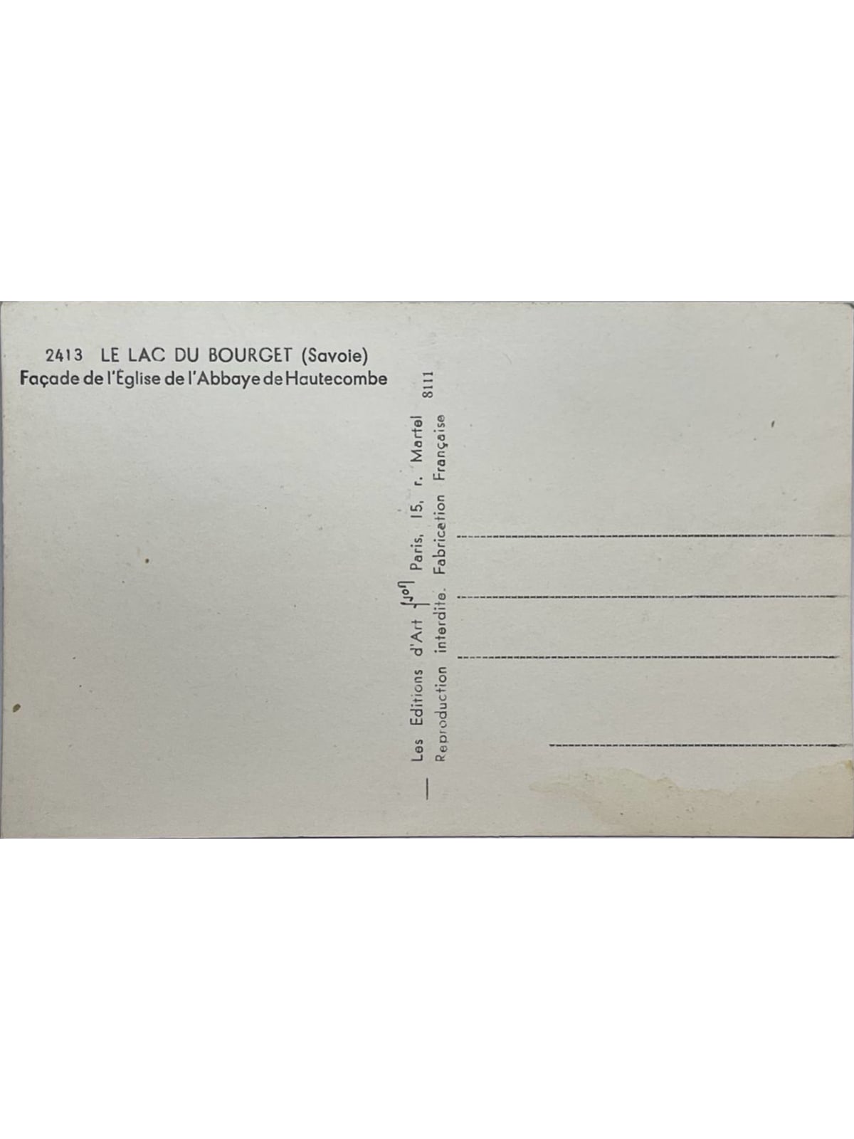 Verso de la carte postale
