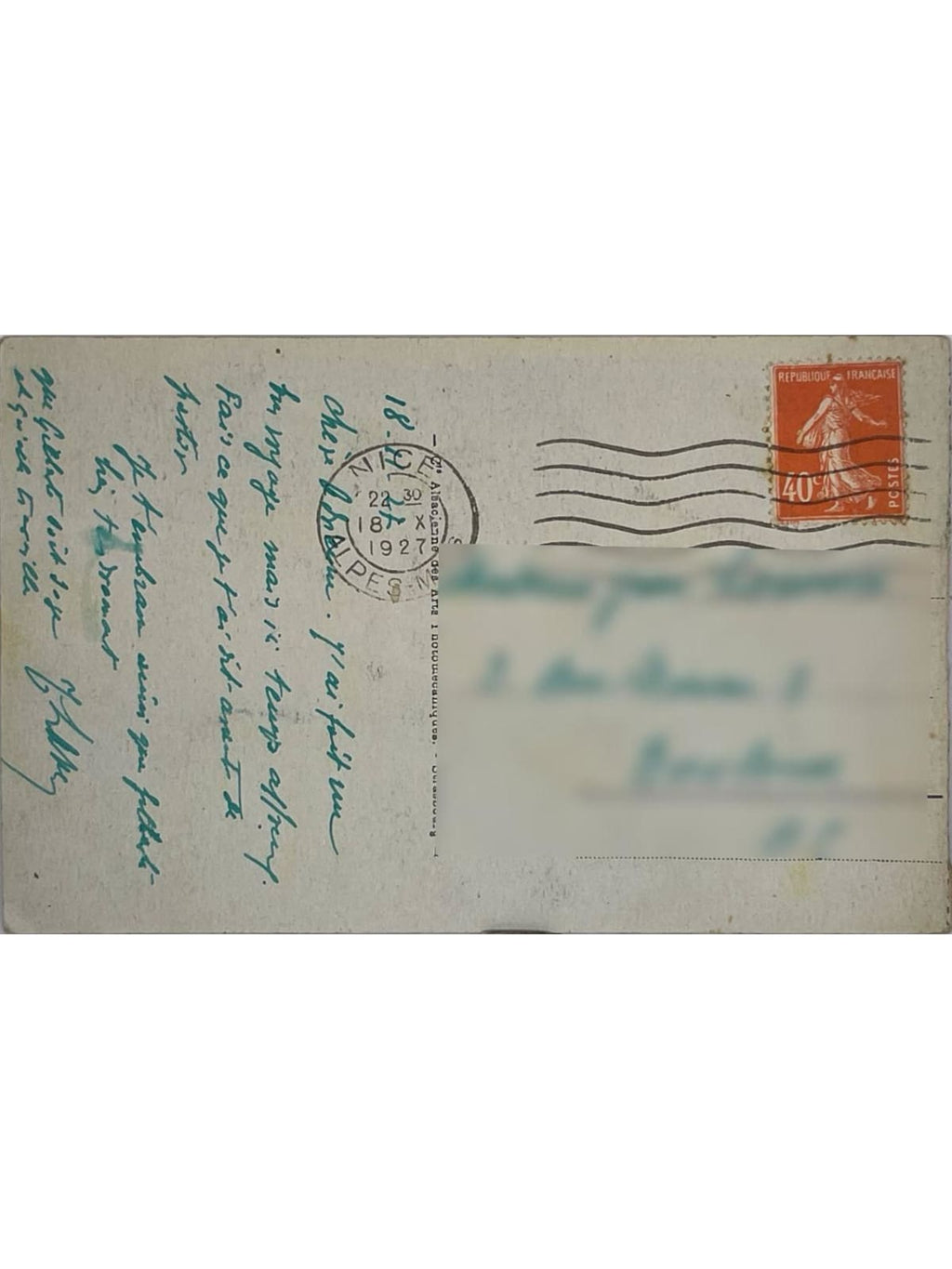 Verso de la carte postale