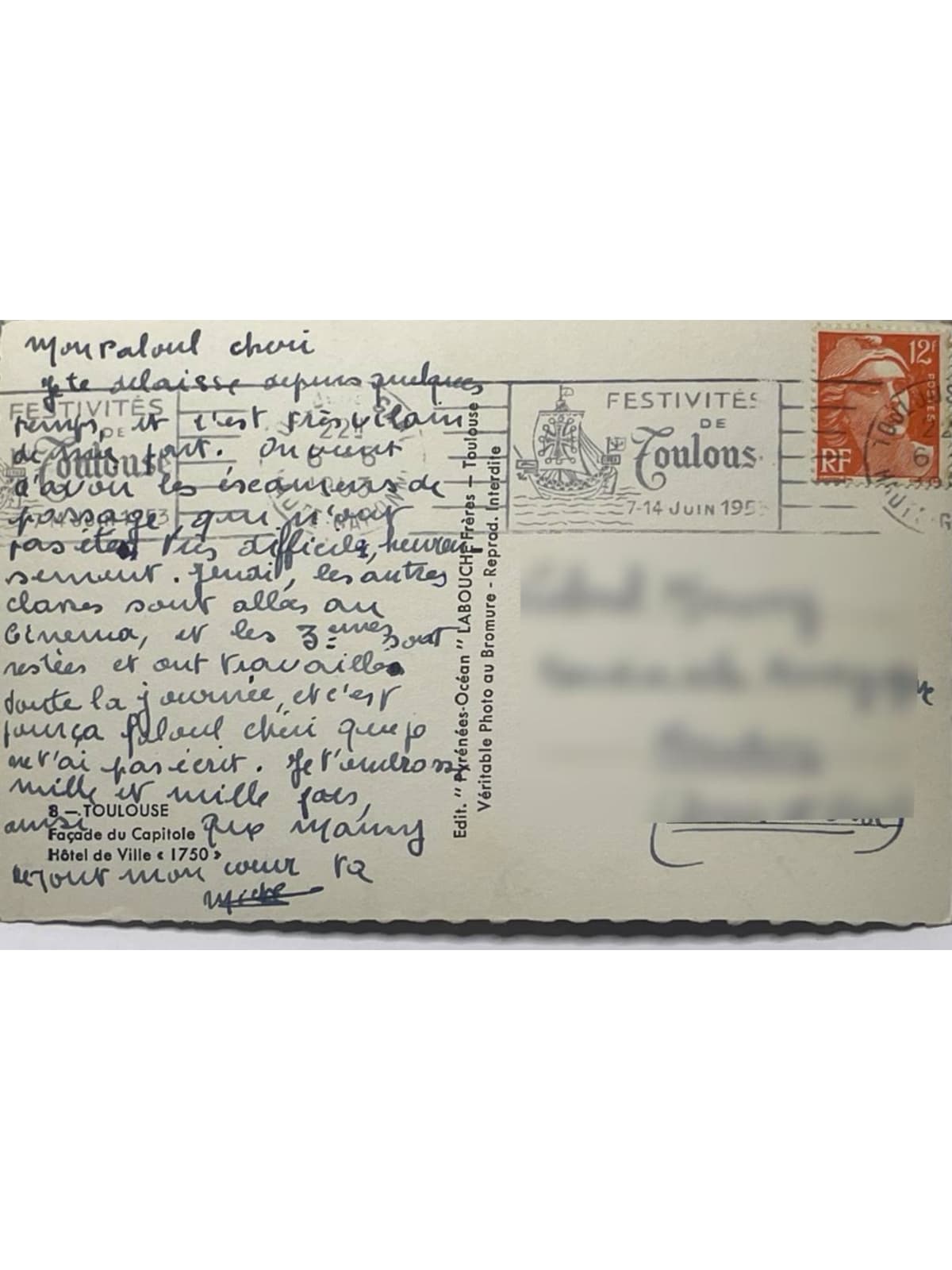 Verso de la carte postale