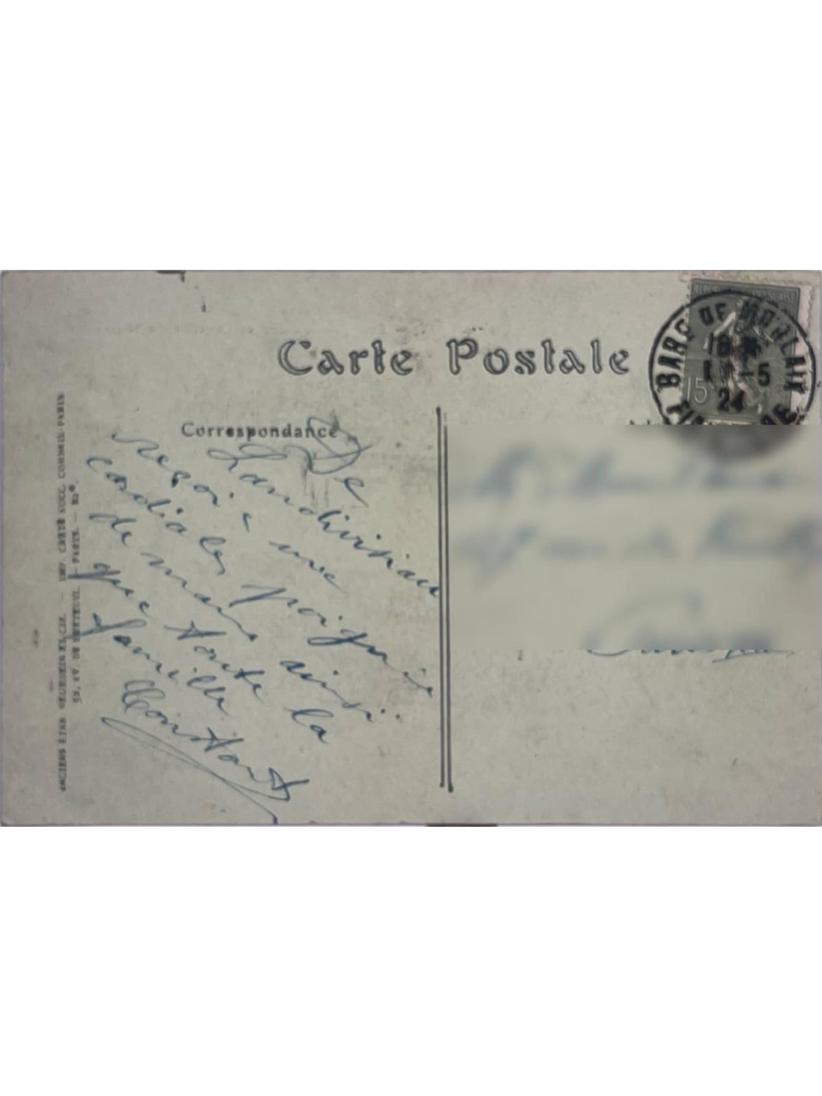 Verso de la carte postale