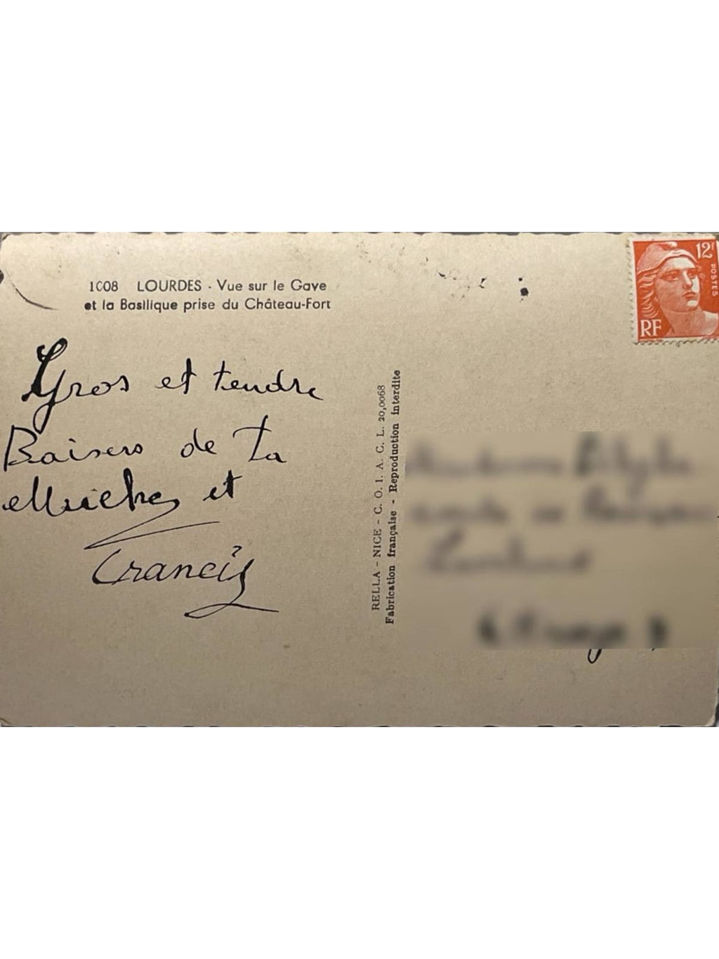 Verso de la carte postale