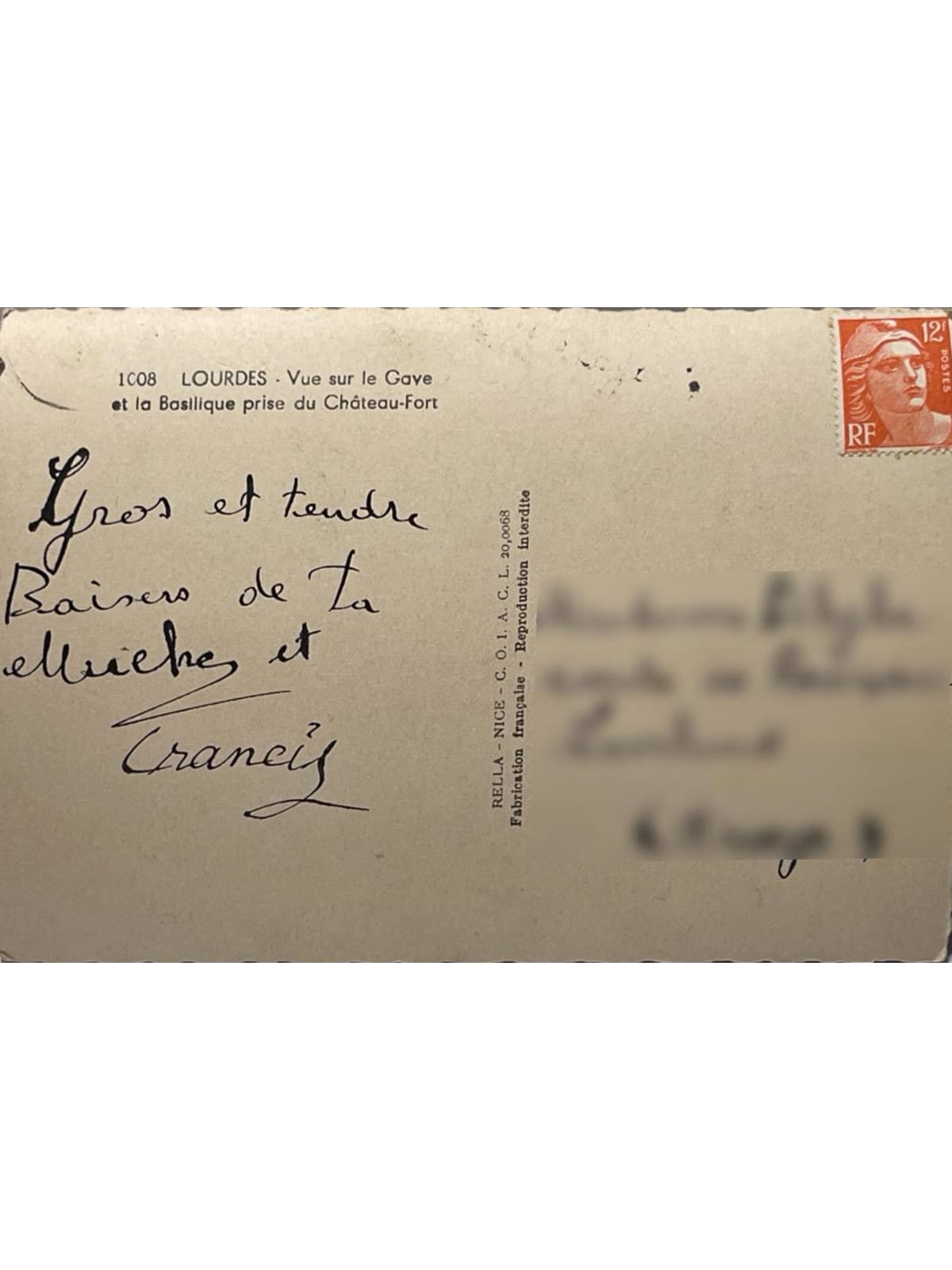 Verso de la carte postale