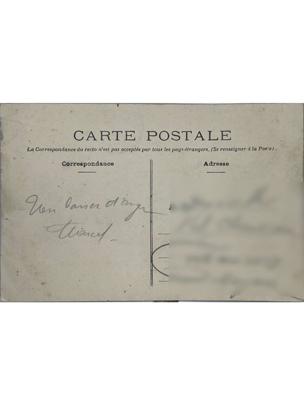 Verso de la carte postale