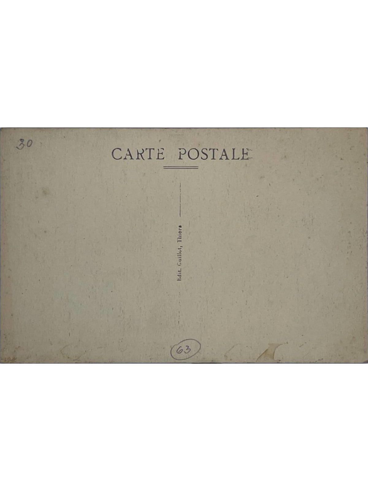 Verso de la carte postale