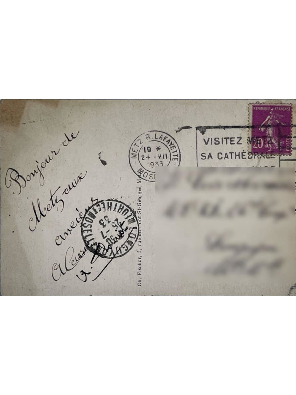 Verso de la carte postale
