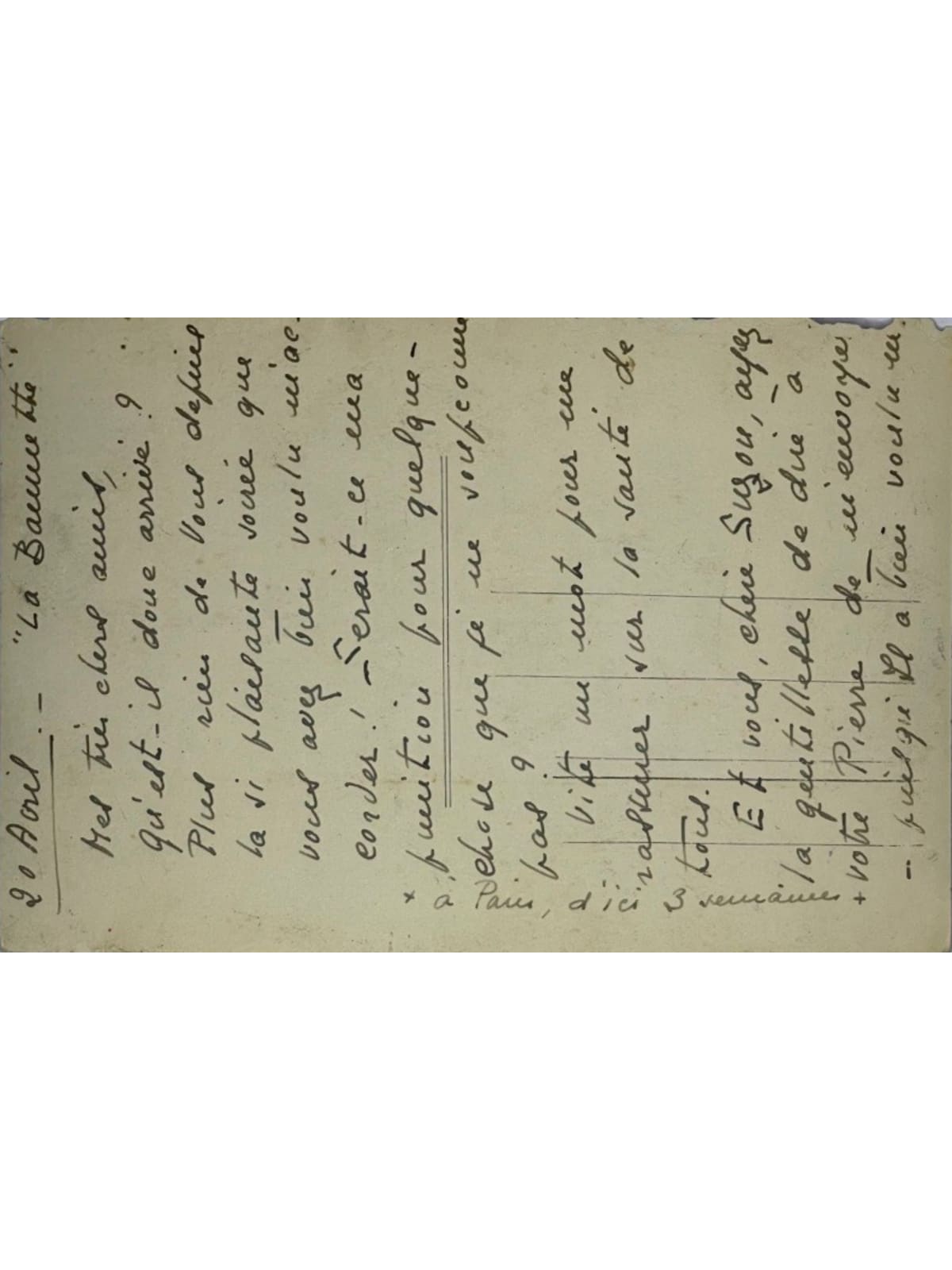 Verso de la carte postale