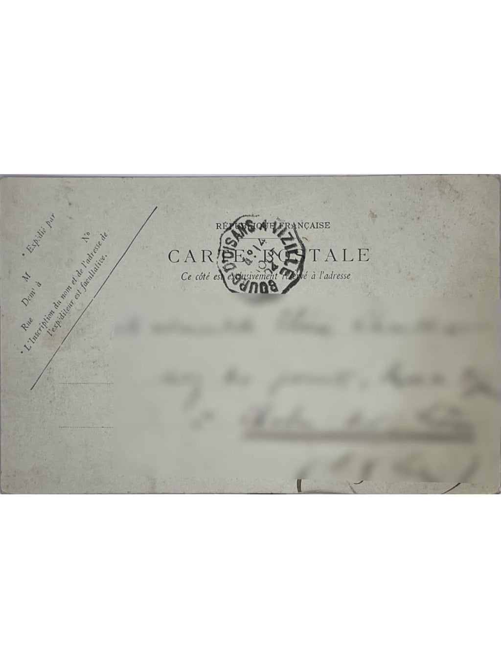 Verso de la carte postale