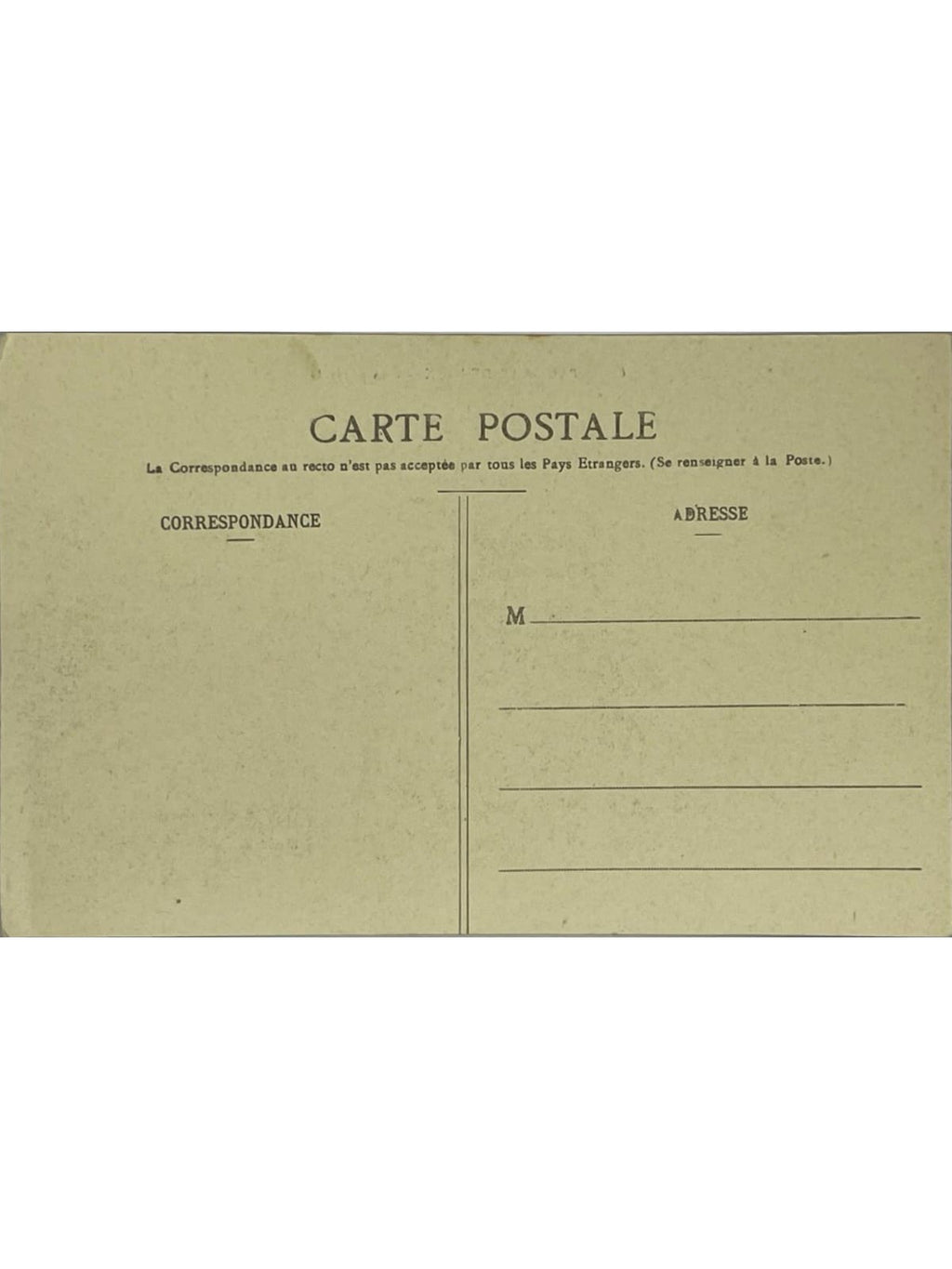 Verso de la carte postale