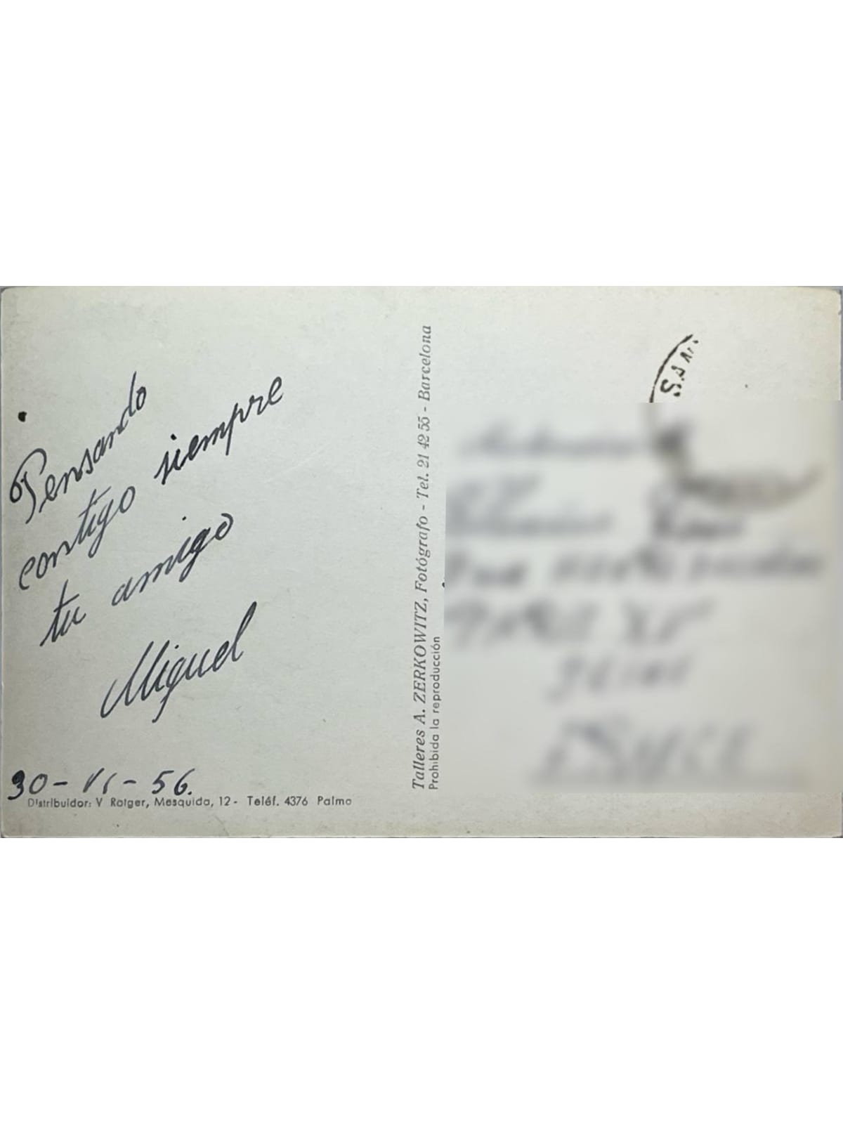 Verso de la carte postale