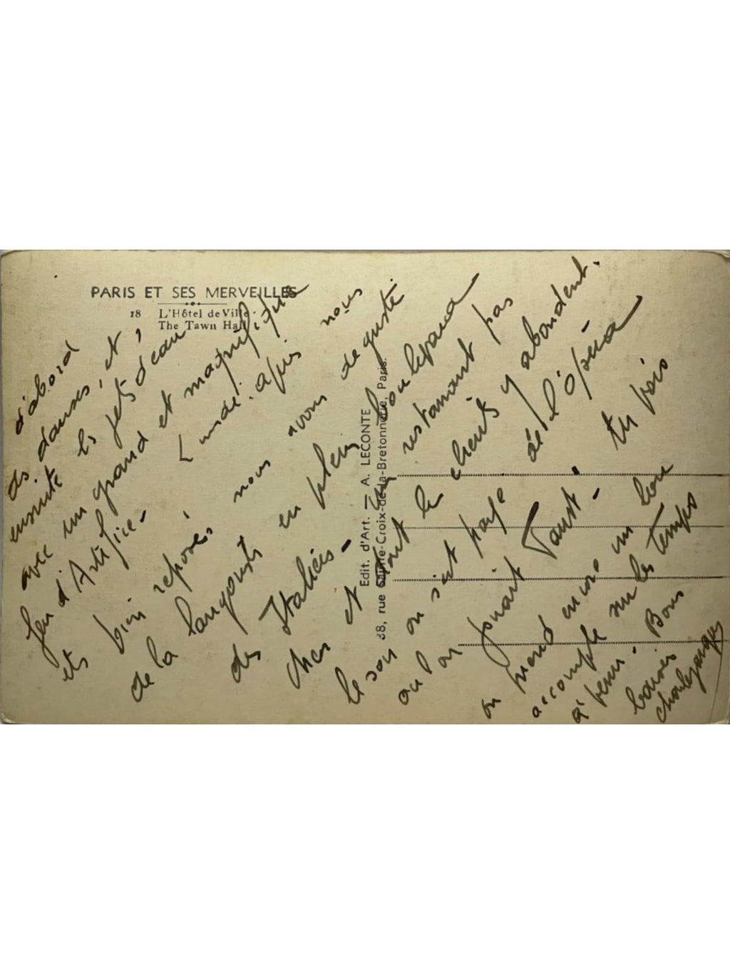 Verso de la carte postale