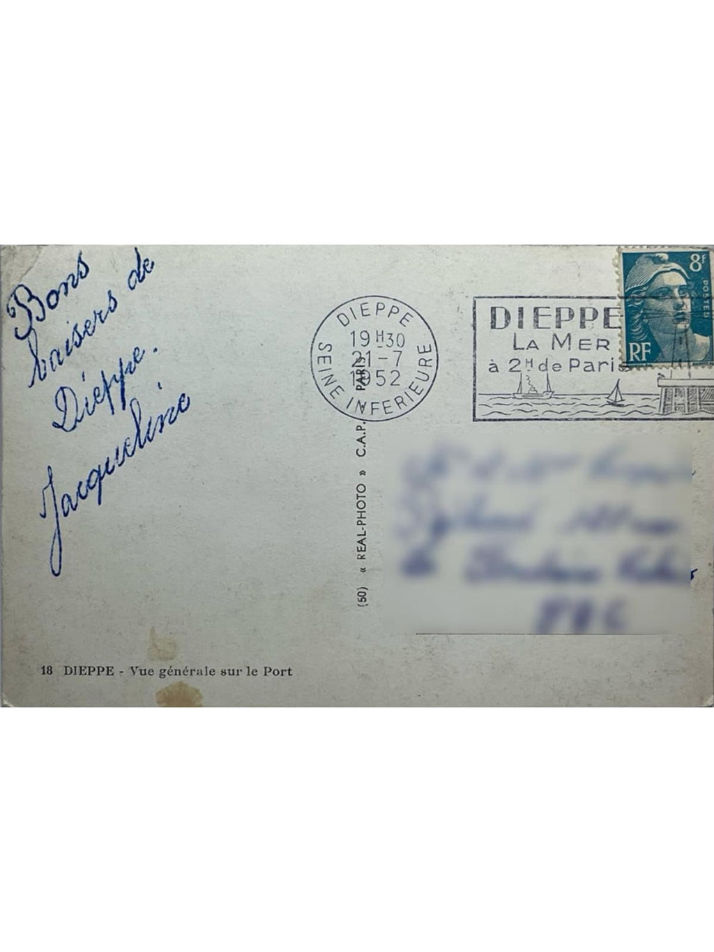 Verso de la carte postale
