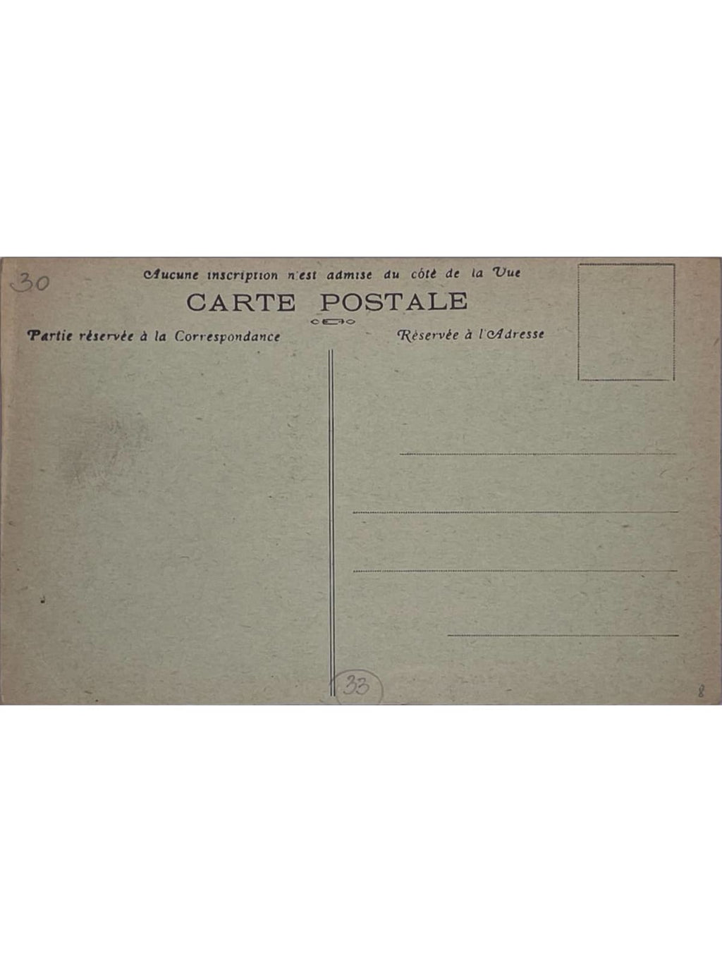 Verso de la carte postale