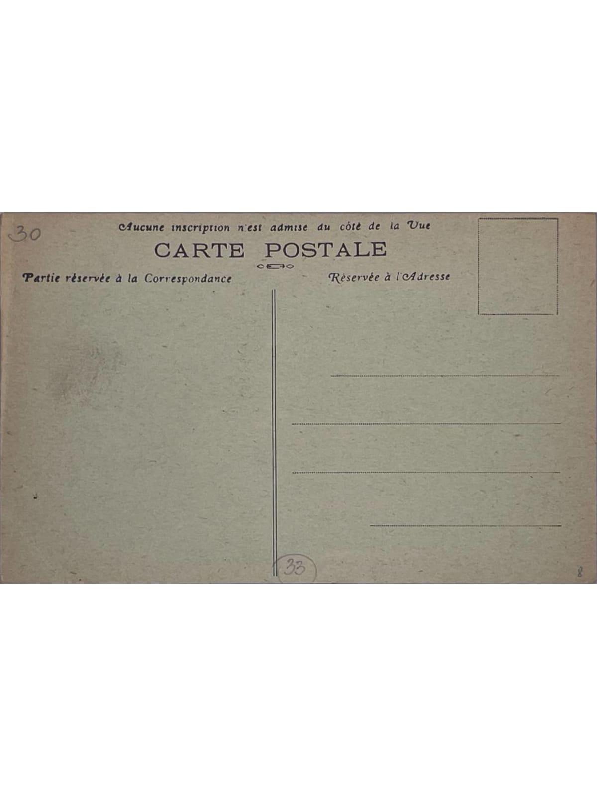 Verso de la carte postale
