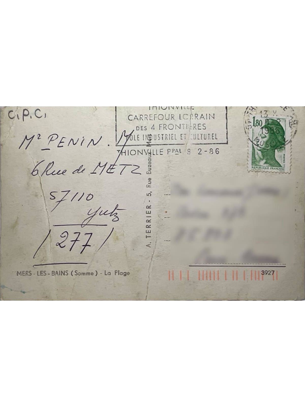 Verso de la carte postale