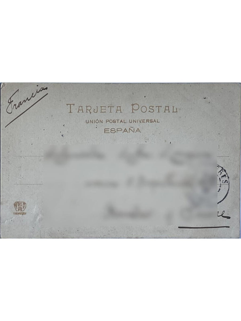 Verso de la carte postale