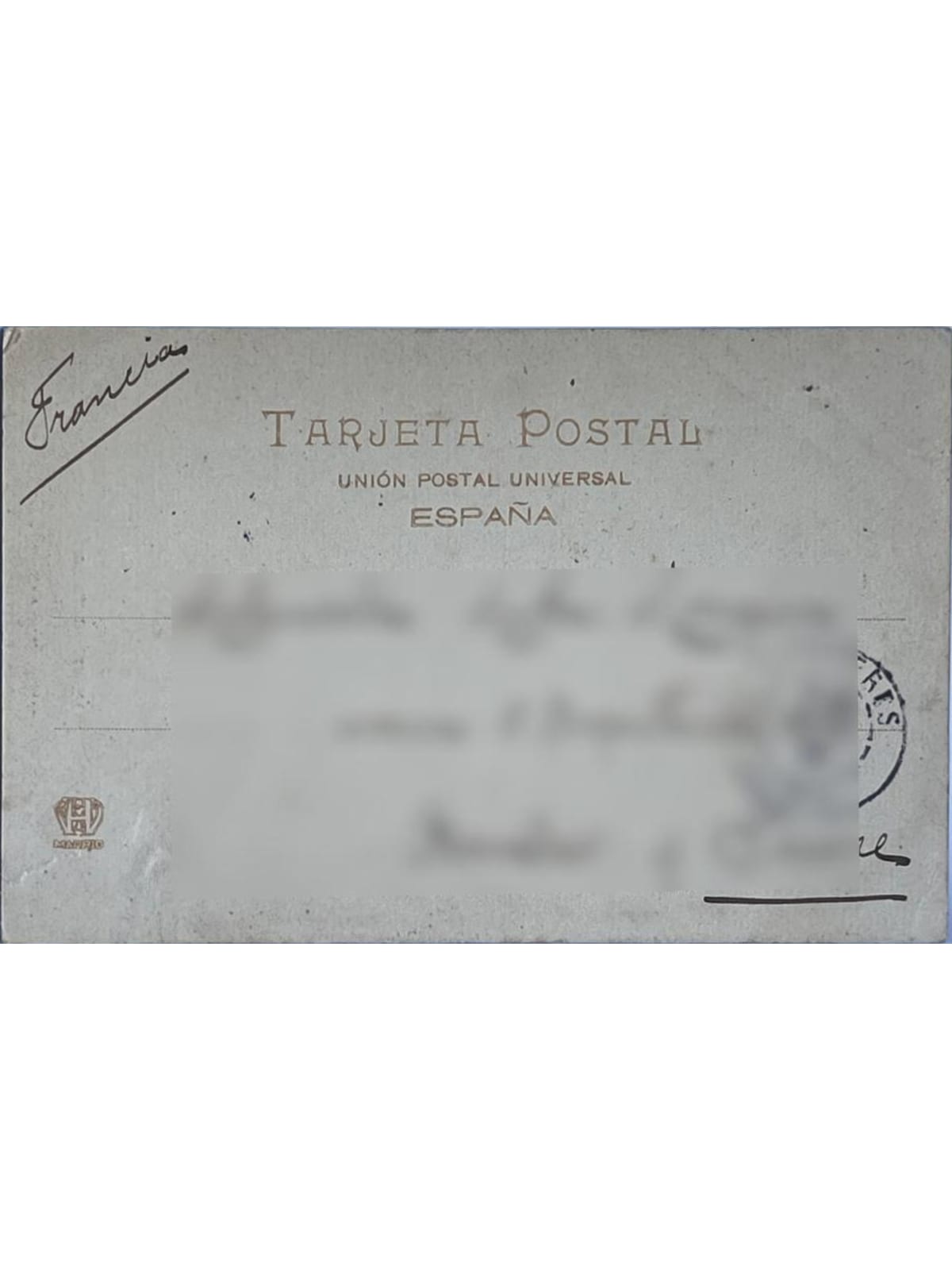 Verso de la carte postale
