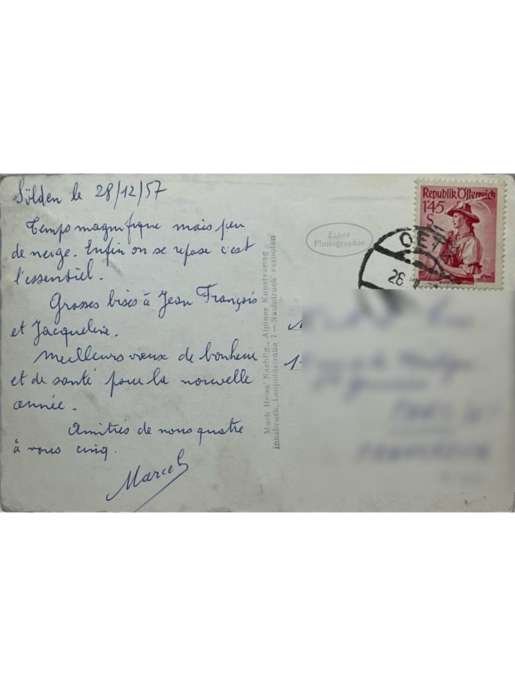 Verso de la carte postale
