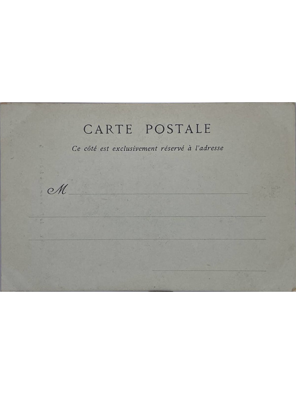 Verso de la carte postale