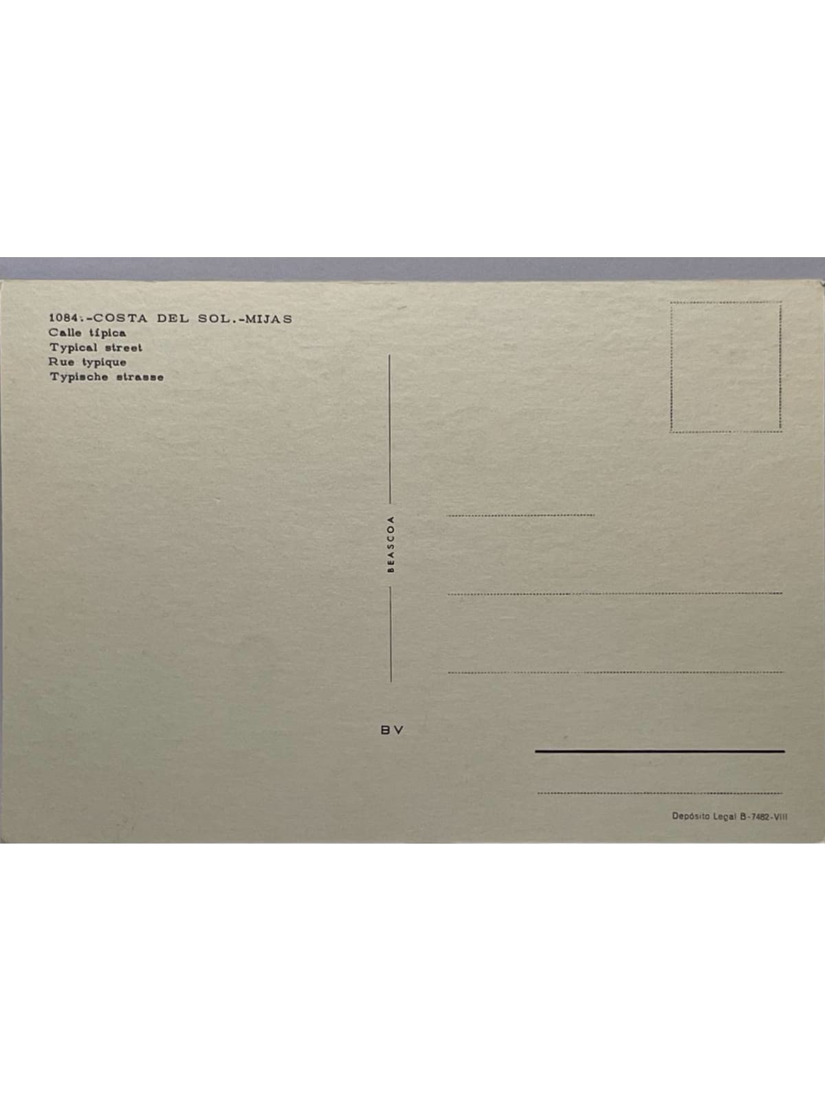 Verso de la carte postale