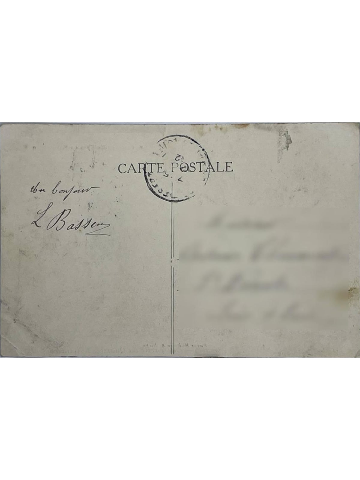 Verso de la carte postale